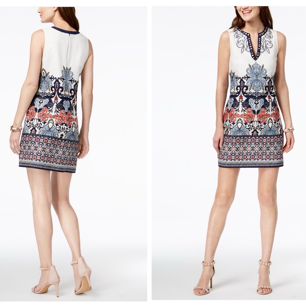 LAUNDRY‎ BY SHELLI SEGAL MIDI SHIFT BEADED DRESS SIZE 12